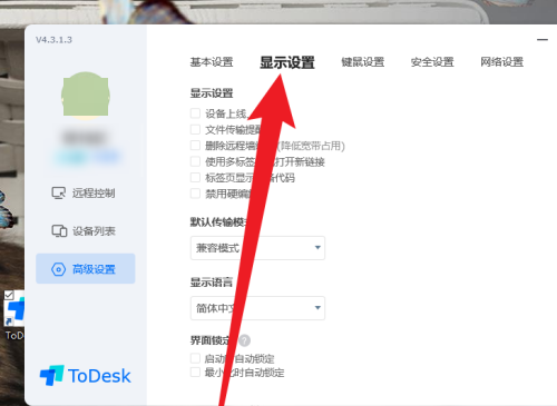 ToDesk如何设置标签页显示设备代码