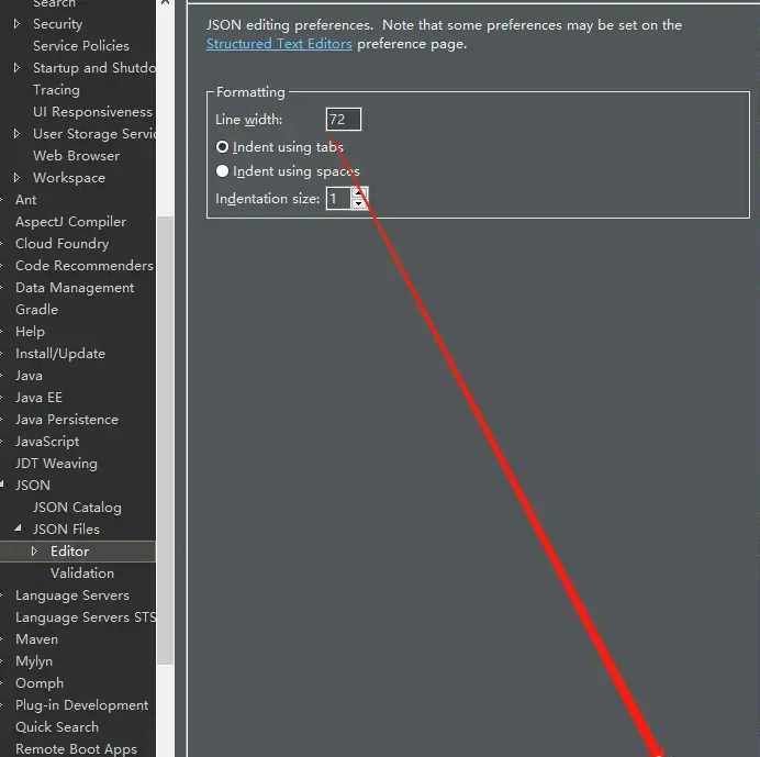 Eclipse如何设置json行宽
