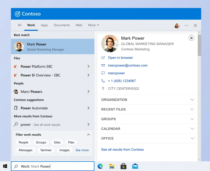 微软上线 Work vertical 功能，可在 Win10 / Win11 搜索中显示工作相关的结果