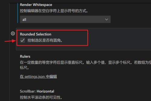 Vscode怎么设置选区有圆角