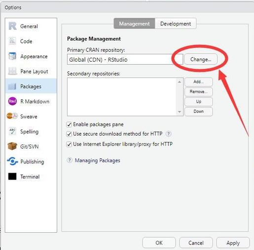 RStudio怎么设置R语言package包CRAN更新安装源