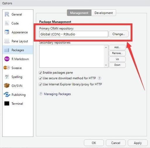 RStudio怎么设置R语言package包CRAN更新安装源