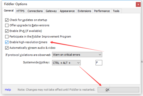 Fiddler怎么启用高分辨率计时器