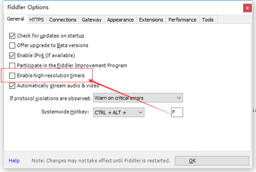 Fiddler怎么启用高分辨率计时器