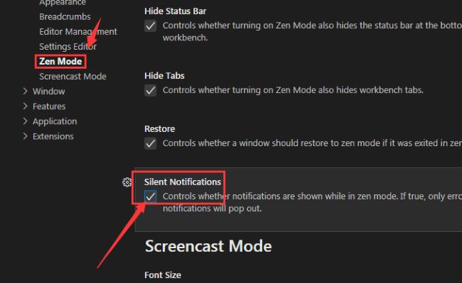 vscode怎么打开无声通知