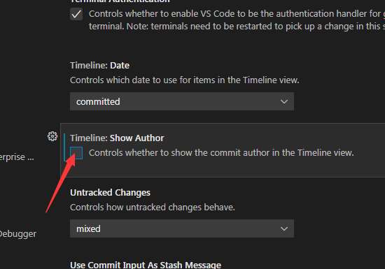 VSCode中git时间线视图怎么不显示作者