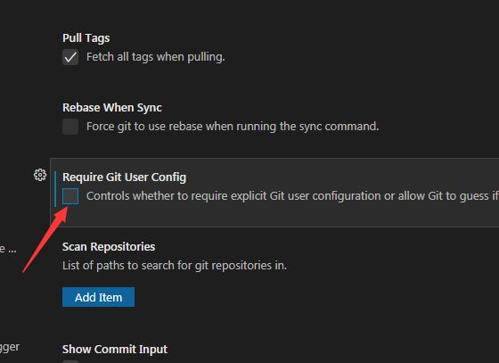 VSCode中git怎么关闭需要git用户配置