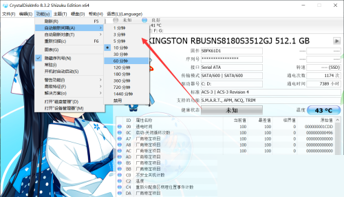 CrystalDiskInfo怎么设置自动刷新间隔