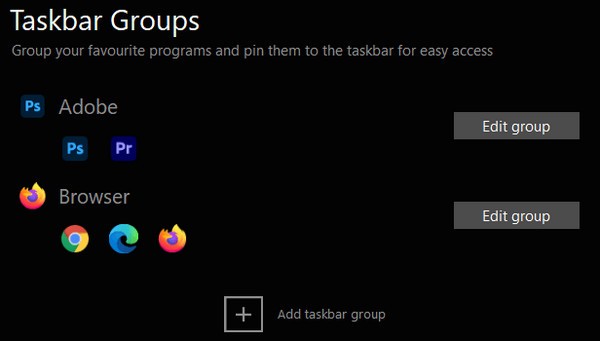 Taskbar Groups