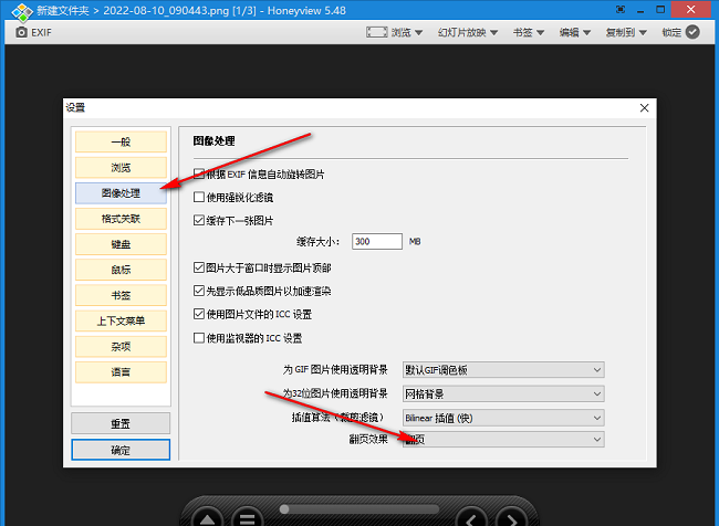 HoneyView如何设置图片翻页效果